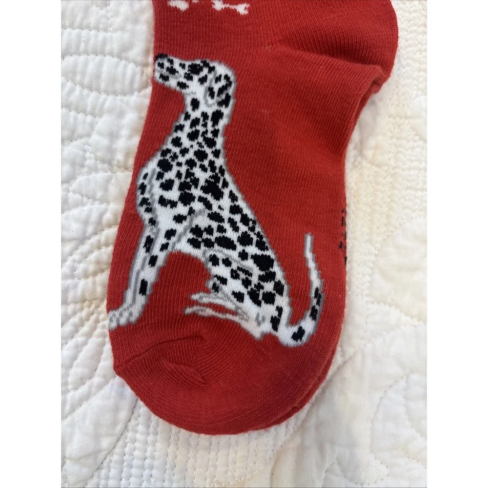 Foozy's Canine Collection‎ Dalmatian Socks Women SZ 9-11 Red Polyester Blend New